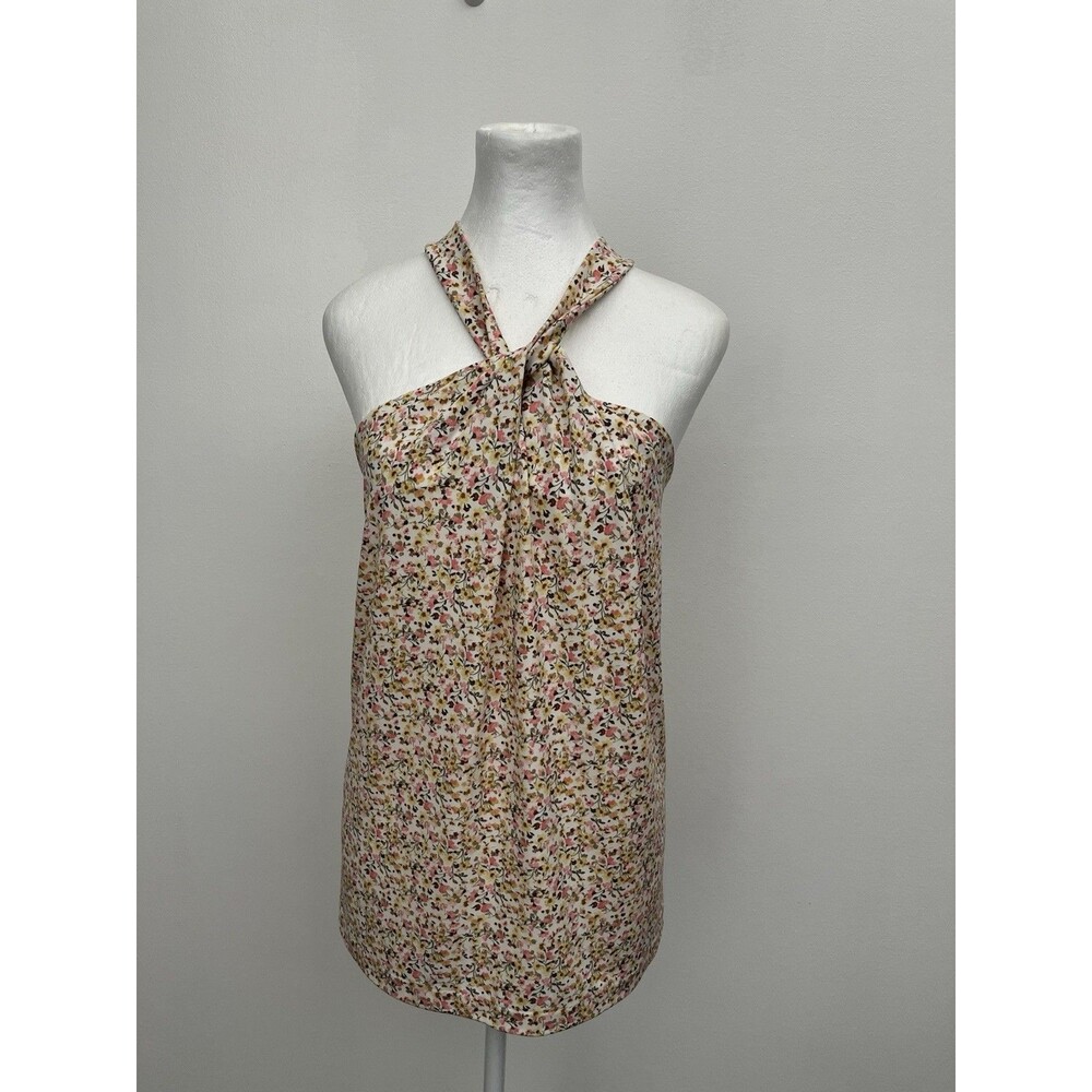 LANE BRYANT Floral Halter Top Pleated Neck Keyback Sleeveless Blouse Plus  14/16
